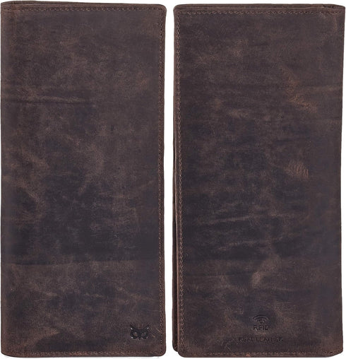 Long Wallet for Men Women Real Leather Bifold RFID Stylish Slim Handmade 2 ID Window Credit Card Holder in Gift Box...