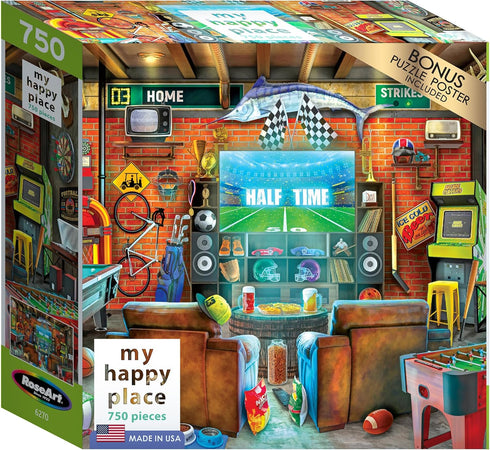 RoseArt - My Happy Place - Man Cave - 750 Piece Jigsaw Puzzle for Adults...