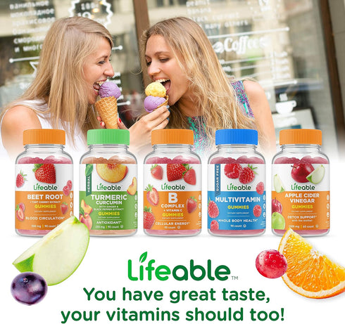 Lifeable Vitamin B12 Gummies for Adults | 1000 mcg | Great Tasting B12 Vitamins | non-GMO, Vegan B12 | for Energy and Metabolism Support | 90 Gumm...