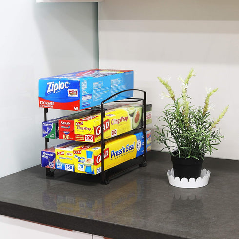 Simple Houseware Kitchen Wrap Organizer Rack, Bronze...