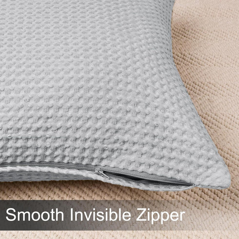 PHF 100% Cotton Waffle Weave Lumbar Pillow Cover 12" x 20", No Filling, 2 Pack Elegant Home Decorative Rectangle Throw Pillow Covers for Bed Couch...