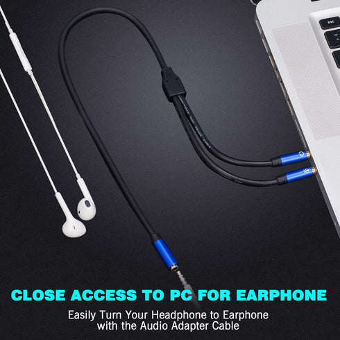 Headphone Splitter 1Ft, Headphone Splitter for Computer 3.5mm Female to 2 Dual 3.5mm Male Headphone Mic Audio Y Splitter Cable Smartphone Headset ...