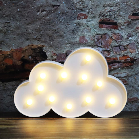 White LED Cloud Marquee Signs, Light Up Cloud Decorative Signs Hanging Hole Nursery Room Night Light for Baby Shower, Party Supply, Christmas Deco...