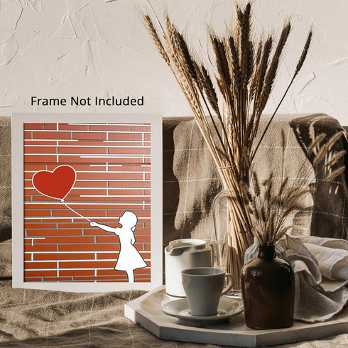 Posterizer 1 pcs-girl with heart balloon-cute girly abstract poster -1-Romantic Art Gift for Daughter, Son, Kids Decor for nursery toddlers kids r...