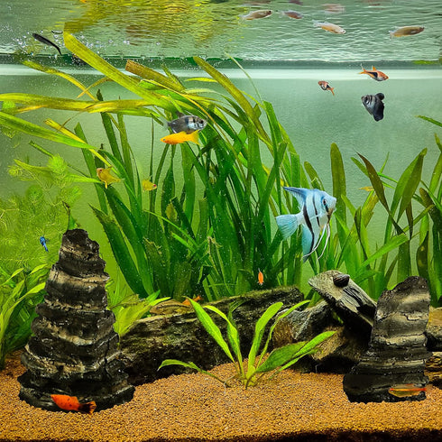 Mountain View Stone Aquarium Decor, Artificial Rocks Stone Aquarium Ornament Fish Tank Decoration, Aquarium Decorations Rock Cave Landscape (3pcs/...