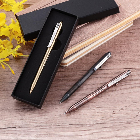 SMOOTHERPRO Solid Brass Bolt Action Pen Compatible with Pilot G2 Refill Stainless Steel Clip Heavy Weight for Tremor Parkinson Arthritic Hands Cop...