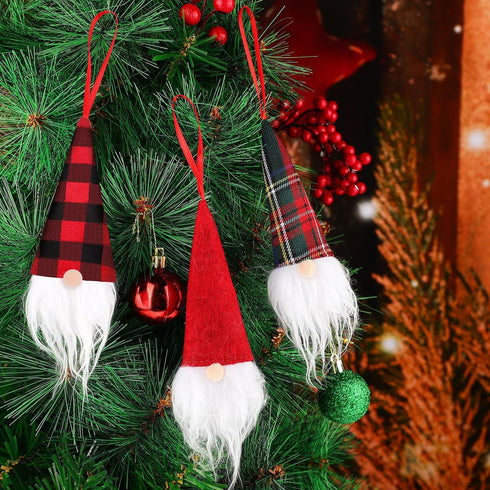Skylety Skylety Gnome Ornaments Christmas Hanging Buffalo Plaid Decor for Christmas Tree Scandinavian Decorations Santa Gnome Tomte Plush Ornament...