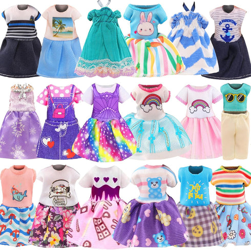 Miunana 21 PCS 5.3 Inch Girl Doll Clothes Dress Outfits and Shoes for Girl Doll Clothing with 4 Pairs of Shoes for 4-6 Inch Girl Dolls Clothes and...