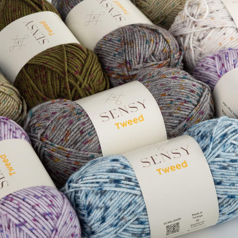 3 Skeins of Sensy Tweed Yarn, 3.5 oz, 214 Yards, Gauge 4 Medium (Gray)...