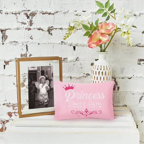 C&F Home Pink Princess Sleeps Here Extra Small Accent Pillow 6" x 9" Decor Decoration Soft Embroidered Novelty Mini Throw Pillow for Girls Kids To...