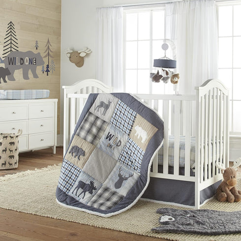 Levtex Baby - Logan Crib Fitted Sheet - Fits Standard Crib and Toddler Mattress - Classic Plaid - Blue, Navy and White - Nursery Accessories - 100...
