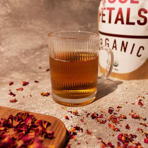 Dried Rose Petals - 100% Certified Organic - Herbs - Red Rose Petals for Loose Leaf Tea, Cocktails and Cakes - 4oz Resealable Bag - 1 Pack...