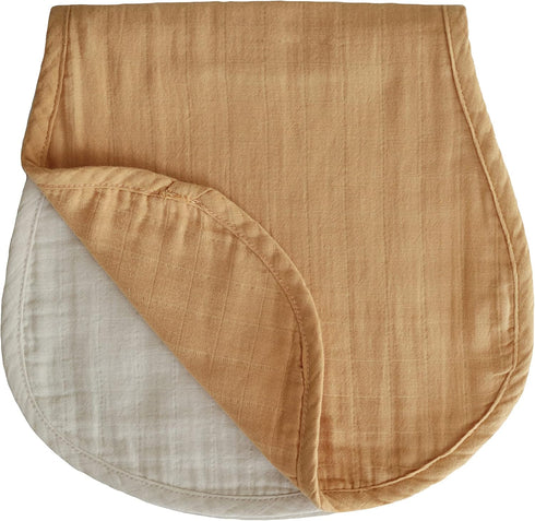 mushie Muslin Baby Burp Cloths | 100% Organic Cotton, Set of 2 (Fall Yellow/Fog)...