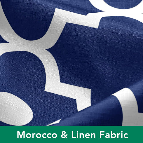 Biscaynebay Extra Long Textured Fabric Shower Curtains 72" W x 84" L, Navy Morocco Pearl Printed Hotel Spa Luxury Decorative Bathroom Curtain Mach...