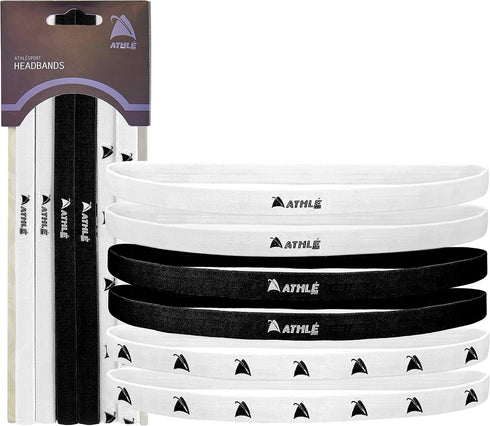 Athlé Skinny Headbands for Women and Men - 6 Pack - Elastic Headbands for Women and Men - Non Slip Silicone Grip - Lightweight and Comfortable Thi...