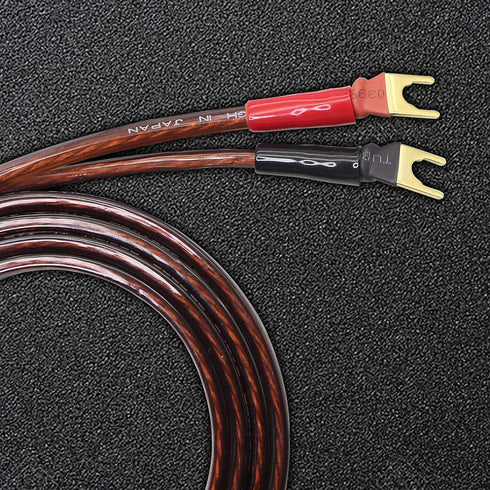 XMSJSIY HIFI OFC Speaker Wire with Spade Plug to Banana Plug Speaker Jumper Cable, 4 Banana Plug to 4 Y-shaped Fork Plug Gold-plated Extension Jum...