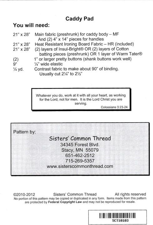Sisters Common Thread Caddy Pad Pattern, Multi...