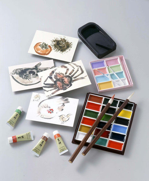 Nihonga Sumi-e Watercolor Paint Pan Set, 8 Pearl colors by Kissho...