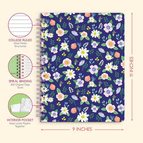 Sweetzer & Orange S&O Cute Spiral Notebooks - College Ruled Spiral Notebook with Pockets - Hardcover Notebook for Women - Cute Notebooks for Schoo...