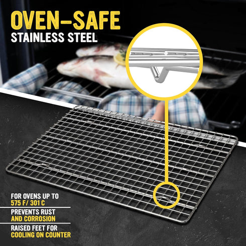 Utopia Kitchen Cooling Racks for Baking, Stainless Steel Wire Cookie Rack Fits Jelly Roll Sheet Pan, Oven Safe for Cooking, Roasting, Grilling - 1...