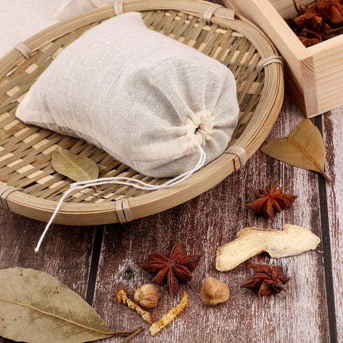 Boao 24 Pieces Spice Bags for Cooking Cheesecloth Bags for Straining Reusable Empty Tea Bags Drawstring Soup Bags Muslin Bags (3 x 4 Inch)...