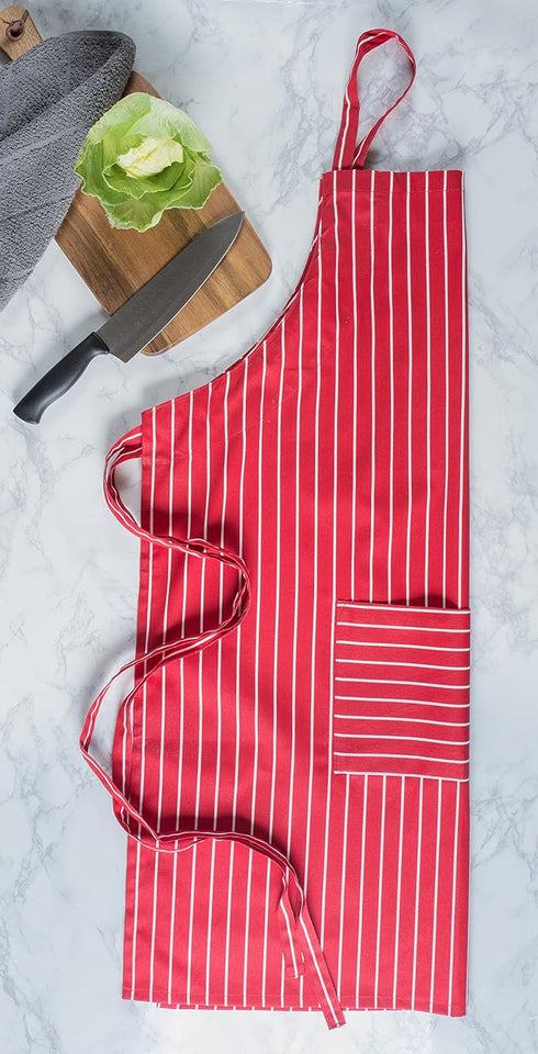 DII Professional and Commercial Grade, Chef Stripe Kitchen, Apron, Tango Red...
