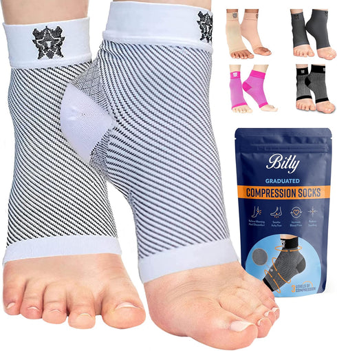 Bitly Plantar Fasciitis Compression Socks for Women & Men - Best Ankle Compression Sleeve, Nano Brace for Everyday Use - Provides Arch Support & H...