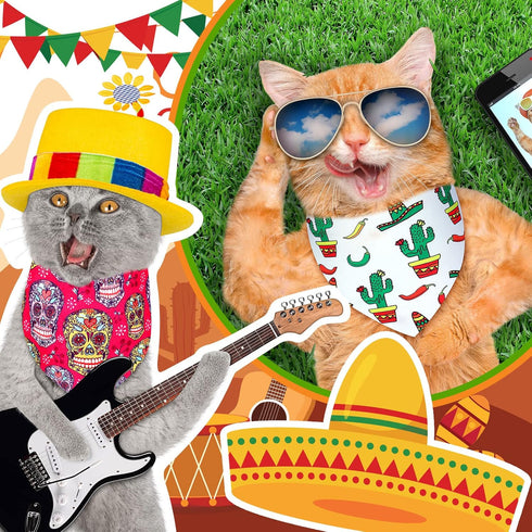 20 Pack Cinco De Mayo Mexico Dog Bandana Adjustable Triangle Dog Bibs Polyester Fiesta Pet Scarf Washable Breathable Pet Neckerchief for Dogs Cats...