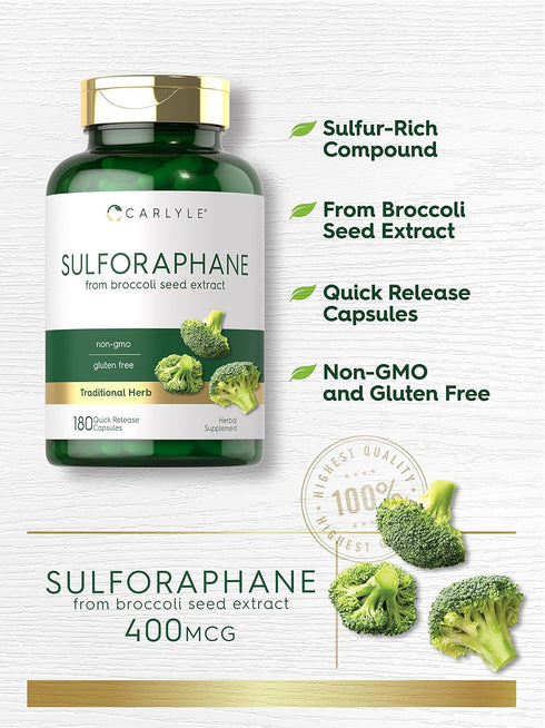 Carlyle Sulforaphane | from Broccoli Seed Extract | 180 Capsules | Traditional Herbal Supplement | Non-GMO and Gluten Free Formula...