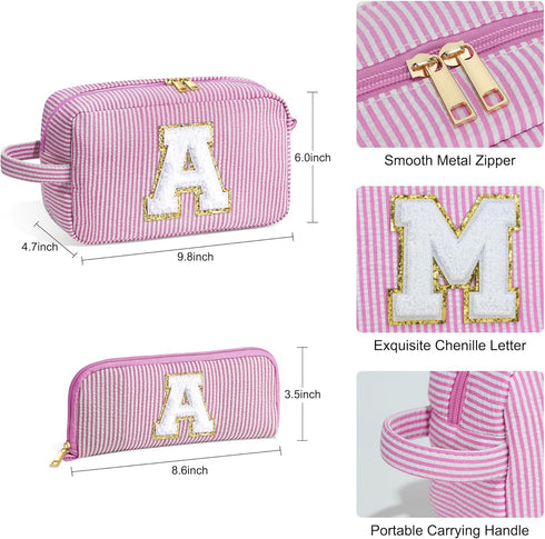 Birthday Gifts for Women - Personalized Gifts Idea for Women Her Mom Best Friend Sister Teacher Bridesmaid, Monogram Initial Pink Makeup Bag Cute ...