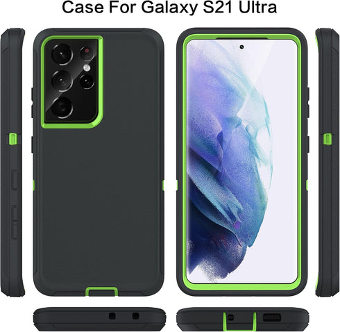 MXX Case Compatible with Galaxy S21 Ultra Case, 3-Layer Super Full Heavy Duty Body Bumper Cover/Shock Protection/Dust Proof, Designed for Samsung ...