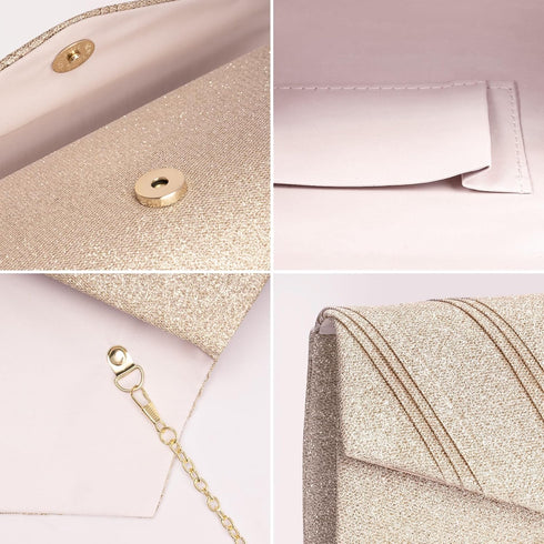 Larcenciel Women's Evening Handbags, Glitter Envelope Clutch Purses, Formal Ladies bag for Date Night Out Party,8.7×4.3x2.4in...