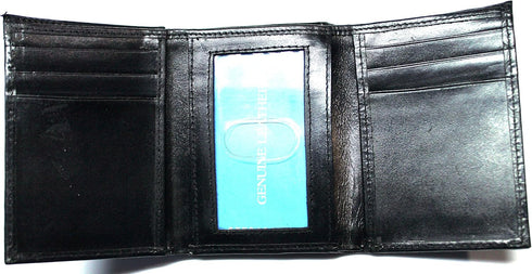 Fire Fighter Embossed Leather Trifold Wallet - Black...