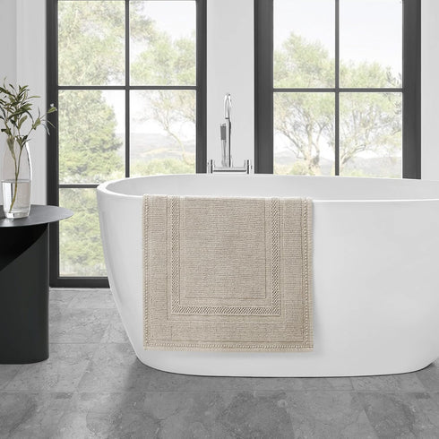 Jean Pierre - Stonewash Racetrack Bath Rug, Cotton, Premium Bathroom Decor, Machine Washable, Highly Absorbent, Measures 21" x 34", Washed Taupe...