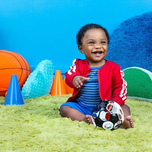 Bright Starts Oball Grippin' Goals Rattle Soccer Ball - Black & White, Easy-Grasp Toy for Newborn and Up...