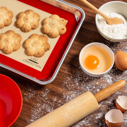 Last Confection Silicone Baking Mat - Set of 2 Non-Stick Quarter Sheet (8-1/2" x 11-1/2") Professional Food Safe Tray Pan Liners...