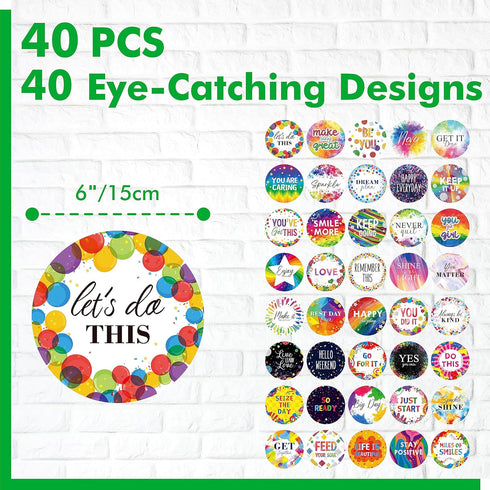 40PCS Bulletin Board Decor, 40 Designs Inspirational Wall Decor Sign Positive Word Wall Art Growth Mindset Cards with PET Film Waterproof Motivati...