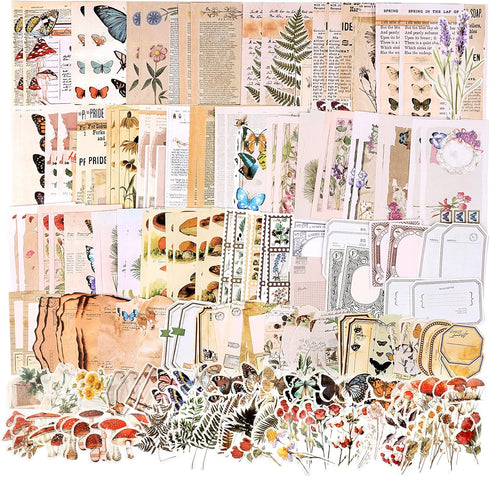 Draupnir 200pcs Vintage Junk Journal Supplies,Scrapbook Supplies Scrapbooking Paper and Stickers Ephemera for Art Aesthetic Journaling Kit Collage...
