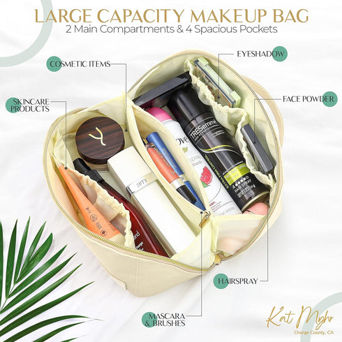 Large Capacity Travel Cosmetic Bag - Waterproof Travel Makeup Bag Organizer - Cosmetics Organizer Travel Make Up Bag for Women - Cute Makeup Bag f...