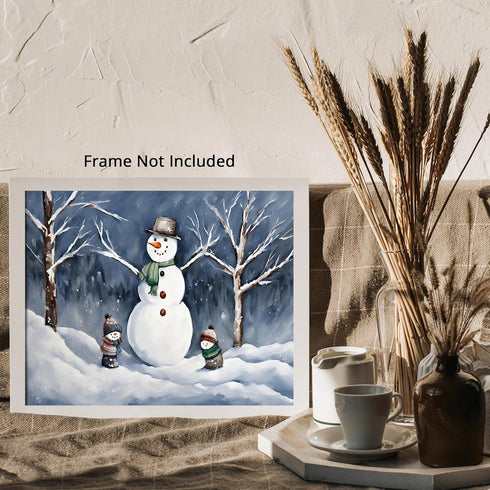 Posterizer 1 pcs-cute snowman in snowy wintery nature 1-Landscape & Nature Art-GIft for Men Women Teens-Living Room Bedroom Decor- unframed wall a...