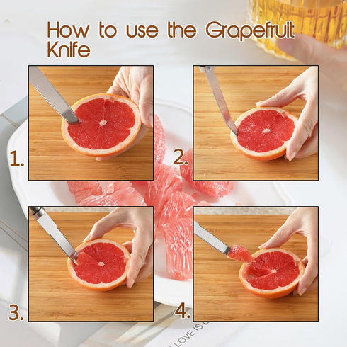 2PCS Grapefruit Knife, Curved Serrated Grapefruit Knife, Stainless Steel Kiwi Knife, Great for Grapefruit, Orange, Lemon, Kiwi, Easy to Hang, Dish...