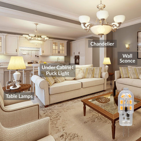 Simba Lighting LED G4 Bulb (5 Pack) 1.5W T3 20W Halogen Replacement 12V AC/DC JC Bi-Pin Base for Accent Lights, Under Cabinet Puck Light, Chandeli...