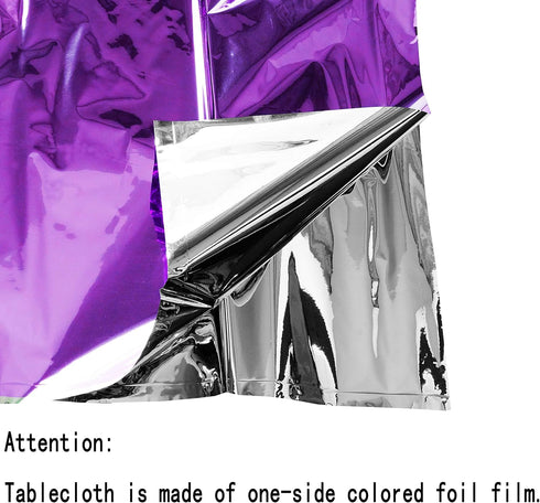 Purple Foil Tablecloth Plastic Table Cover Rectangle Table Tinsel Foil Table Cloth for Wedding Anniversary Bachelorette Birthday Baby Shower Gradu...