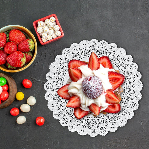 Round Paper Lace Table Doilies – 12 inch White Decorative Tableware Disposable Placemats; Made in Canada (Pack of 50)...
