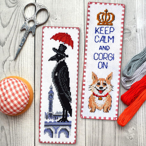 Rainy day' Counted Cross Stitch Bookmark Kit for Adults - DIY Embroidery Book Marker Set with Paper Pattern, 16 Count Aida Canvas and Pre-Sorted ...