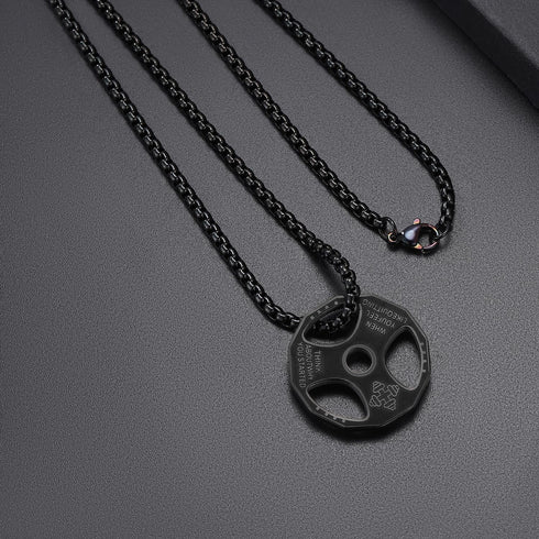 AILUOR Men Women's Dumbbell Pendant Necklace Stainless Steel Couples Barbell Pendant Fitness Gym Sports Dumbbell Weight Lifters Barbell Chain Jewe...