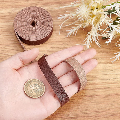 GORGECRAFT Brown Leather Strap Strip 0.5 Inch Wide 79 Inch Long Lychee Pattern Leather Belt Strips Wrap Single Sided Flat Cord for DIY Crafts Clot...