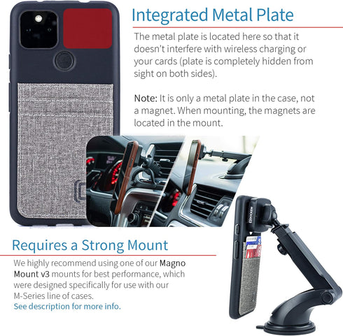 Dockem Luxe M2T Wallet Case for Google Pixel 4a 5G (6.2"): Built-in Invisible Metal Plate for Magnetic Mounting with Canvas Style Synthetic Leathe...