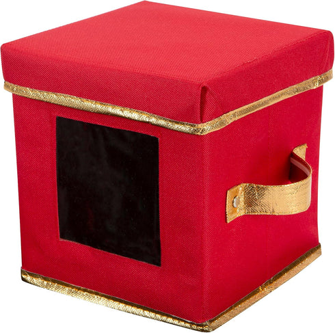Simplify Holiday Saucer Plate Dinnerware Storage Box | 7.3 Inch | Christmas China | 12 Felt Dividers | Tableware Setting | Red...