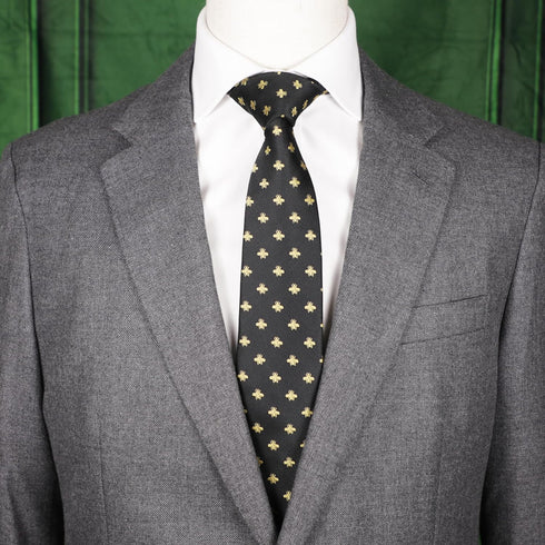 Bee Necktie With Box Microfiber Jacquard Gold Bee Pattern tie...